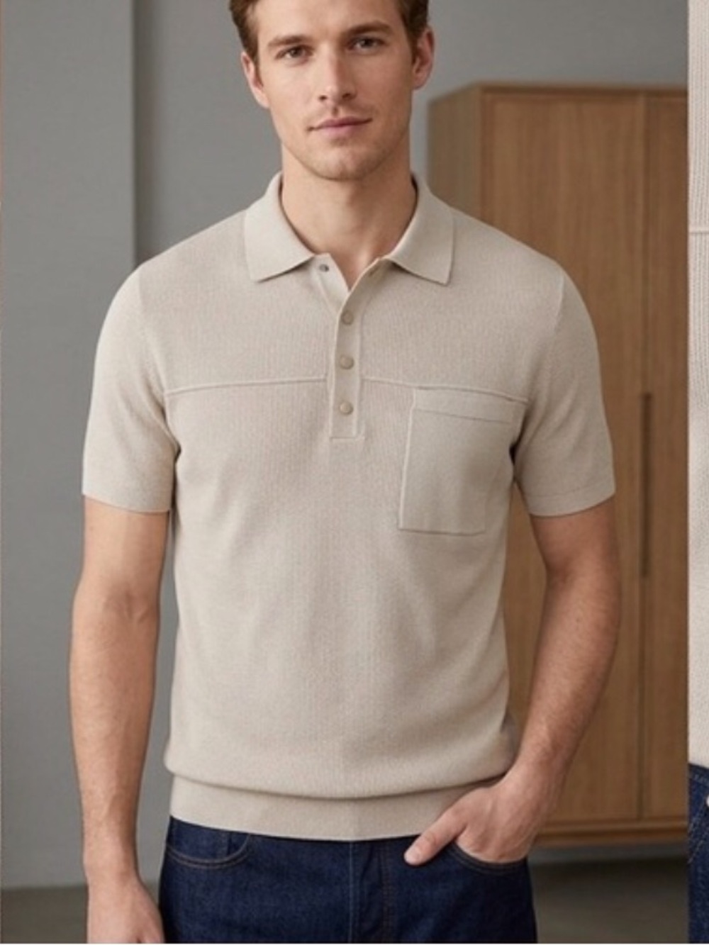 Vtg Expressions Mens M Ribbed Knit Polo Shirt Short Sleeve 80s 90s Indie *Flaw